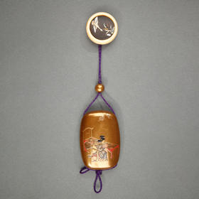 独角鹿西洋古董日本明治时期芝山象嵌根付金漆莳绘五段印笼