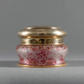 独角鹿西洋古董1900年代巴卡拉工坊出品银镀金镶嵌珐琅雕刻水晶盒
