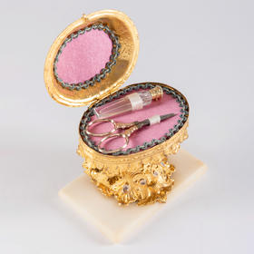 独角鹿西洋古董风景大理石底座铜镀金铜镀银盒银镀金剪刀香水瓶