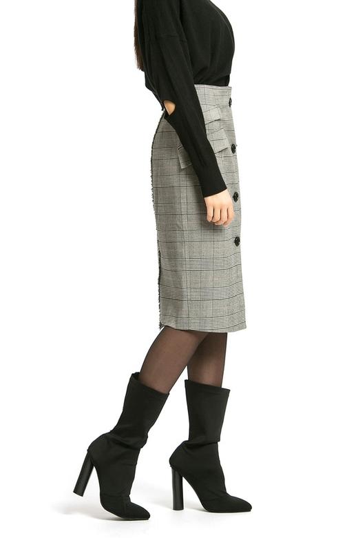 LILY 复古格子排扣包臀裙 354 商品图4