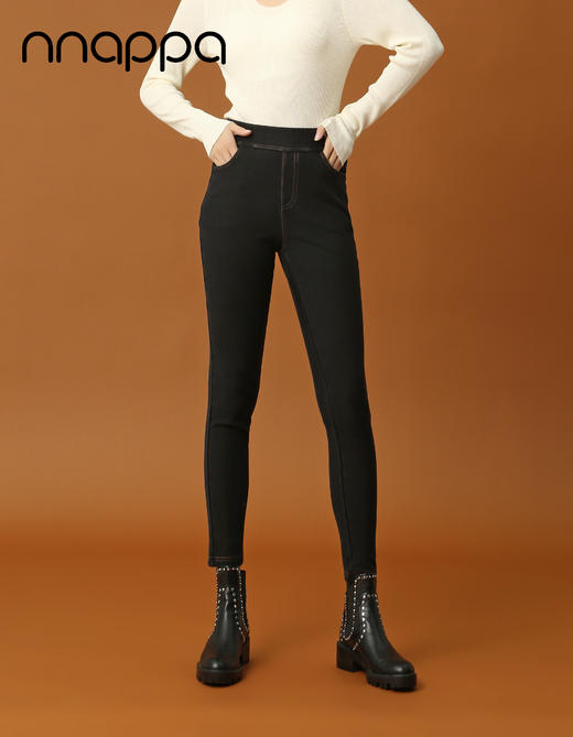 高弹棉毛圈单层牛仔铅笔裤29238 商品图0