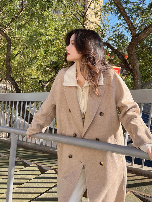 Laurel劳芮 【羊毛羊绒蚕丝混纺】双排扣毛呢大衣LWL334D03600 商品图3