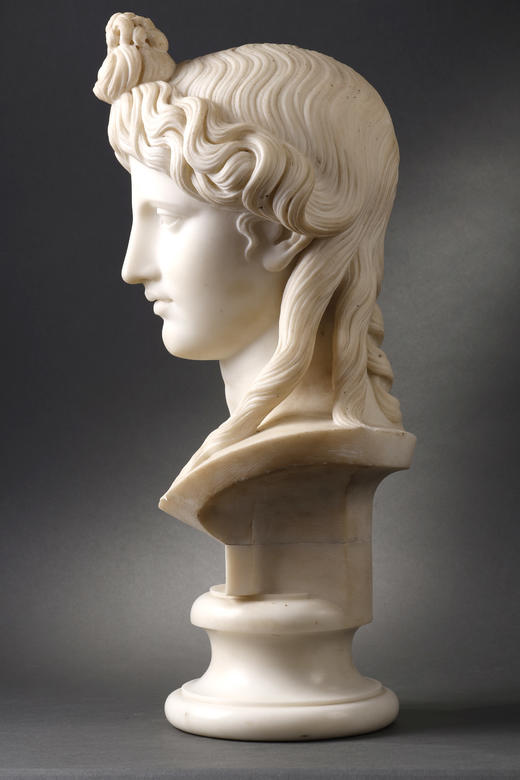 独角鹿西洋古董英国雕塑家Joseph Gott女神主题大理石半身雕塑 商品图3