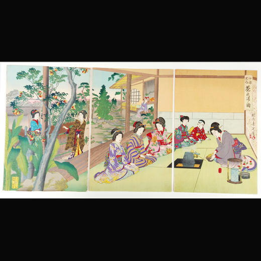 独角鹿西洋古董浮世绘版画日本明治时代杨洲周延签名盖章19世纪 商品图0