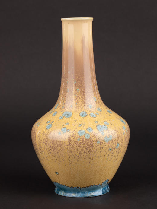 独角鹿西洋古董1920年法国御窑塞弗尔工坊出品冰蓝色水晶釉花瓶 商品图2