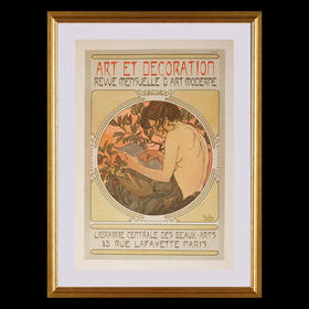 独角鹿西洋古董穆夏签名Documents décoratifs内页原版版画57页