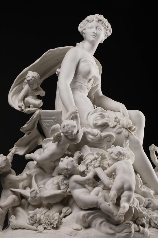 独角鹿西洋古董雕塑法国新古典主义风女神与小天使素胎瓷人物群雕 商品图2