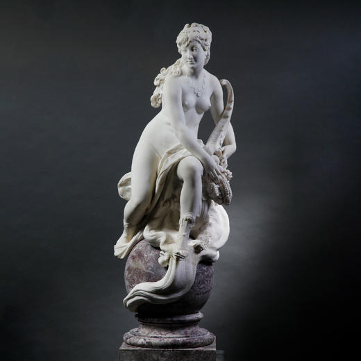 独角鹿西洋古董法国雕塑家G. Deloye卡拉拉大理石雕塑财富的寓言 商品图0