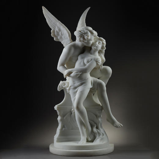 独角鹿西洋古董意大利雕塑家大理石人物雕塑《丘比特与普绪克》 商品图0