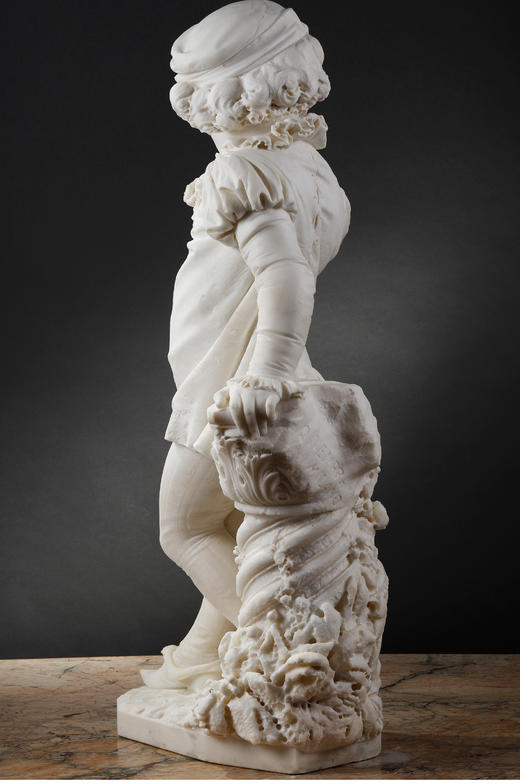 独角鹿西洋古董Q.Tempra新文艺复兴风卡拉拉大理石雕塑《小王子》 商品图4