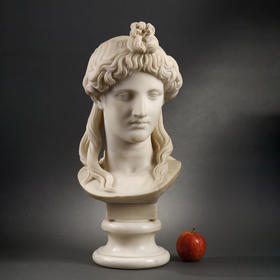 独角鹿西洋古董英国雕塑家Joseph Gott女神主题大理石半身雕塑