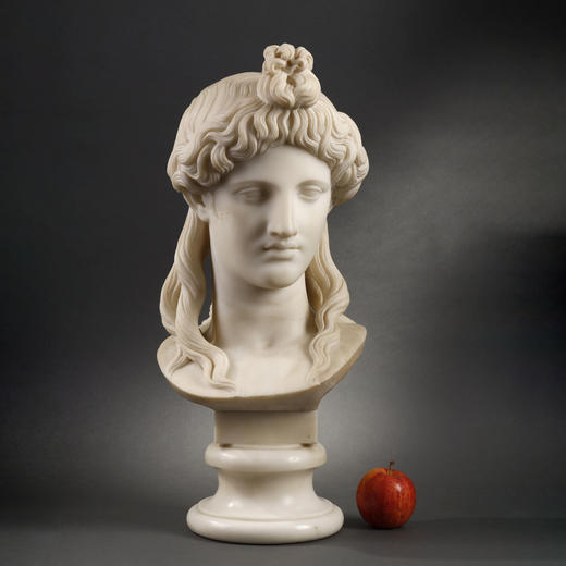 独角鹿西洋古董英国雕塑家Joseph Gott女神主题大理石半身雕塑 商品图0