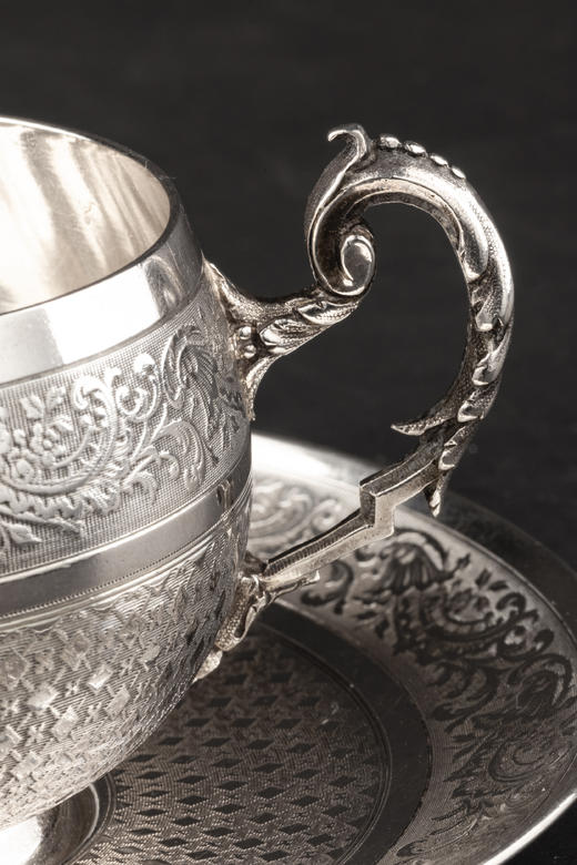 独角鹿西洋古董银器19世纪末20世纪初法国出品纯银咖啡杯/茶杯 商品图4