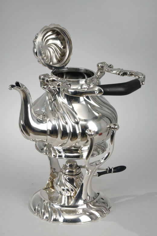 独角鹿西洋古董1880年代德国BEHRND HERMANN在德累斯顿出品镀暖壶 商品图3