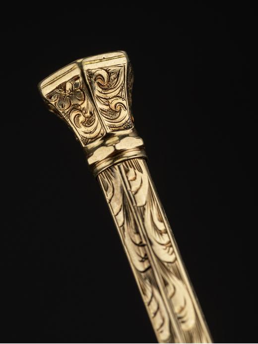 国内现货独角鹿西洋古董英国出品14k金雕花镶嵌琉璃可伸缩铅笔 商品图2