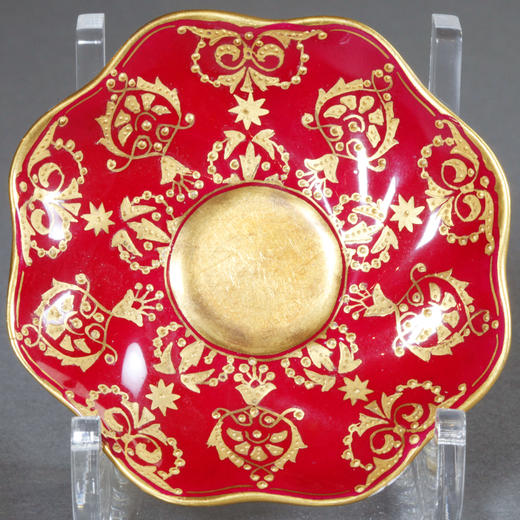 独角鹿西洋古董1880年代英国出品COALPORT出品红色杯碟下午茶杯碟 商品图4
