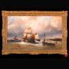 独角鹿西洋古董比利时著名画家F.MUSIN签名油画《出港船舶》 商品缩略图0