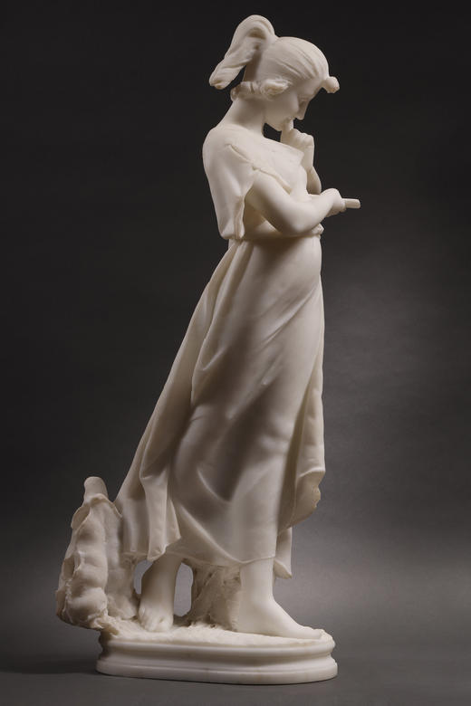 独角鹿西洋古董Fanny Rozet新艺术风卡拉拉大理石读信的女人雕塑 商品图3