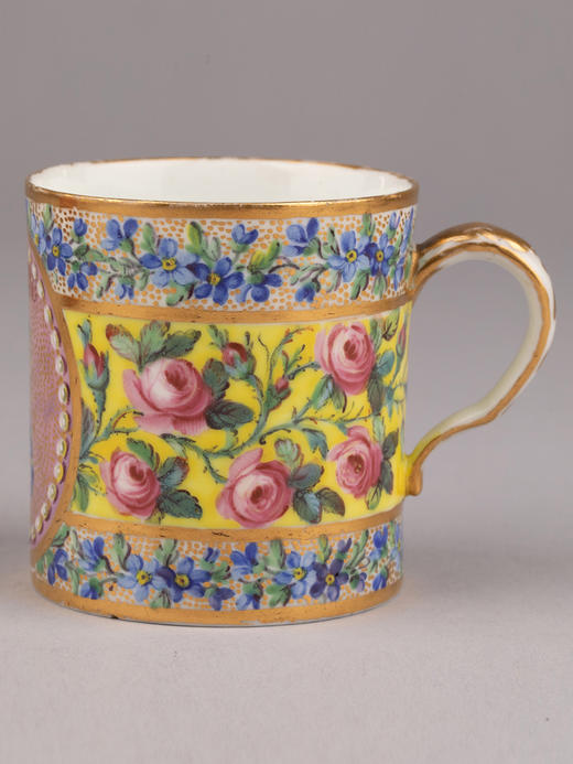 独角鹿西洋古董法国塞弗尔名匠描金手绘繁花咖啡热可可瓷器杯碟 商品图3