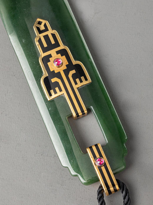 独角鹿西洋古董宝诗龙Boucheron18K金镶珐琅玛瑙红宝石碧玉翻书杖 商品图3