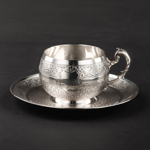 独角鹿西洋古董银器19世纪末20世纪初法国出品纯银咖啡杯/茶杯 商品图0