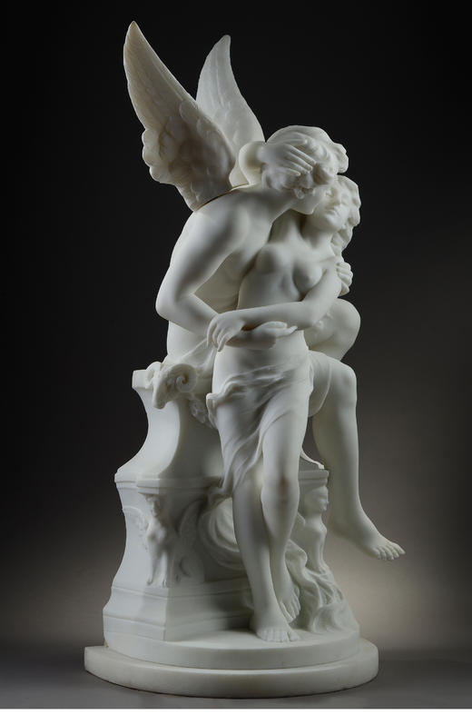 独角鹿西洋古董意大利雕塑家大理石人物雕塑《丘比特与普绪克》 商品图2