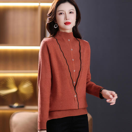 秋冬加绒加厚假两件针织衫一体绒上衣打底衫CC-51901 商品图2