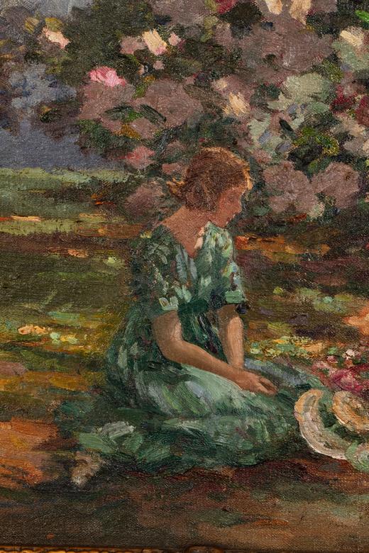 独角鹿西洋古董油画英国艺术家Augustus W. Enness作品《邱园》 商品图1