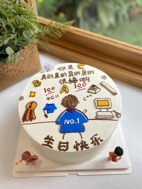 手绘男孩奶油蛋糕 下单前请仔细阅读商品详情