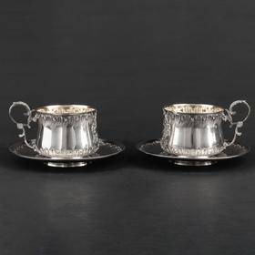 国内现货独角鹿西洋古董银器路易十五风格纯银茶杯早餐杯咖啡杯