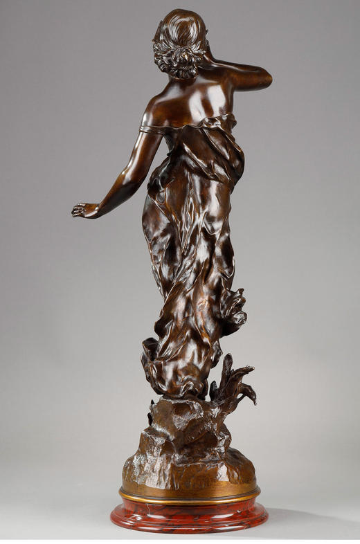 独角鹿西洋古董法国J. CAUSSE签名新艺术风格青铜雕塑《名望》 商品图4