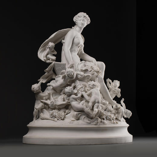 独角鹿西洋古董雕塑法国新古典主义风女神与小天使素胎瓷人物群雕 商品图0