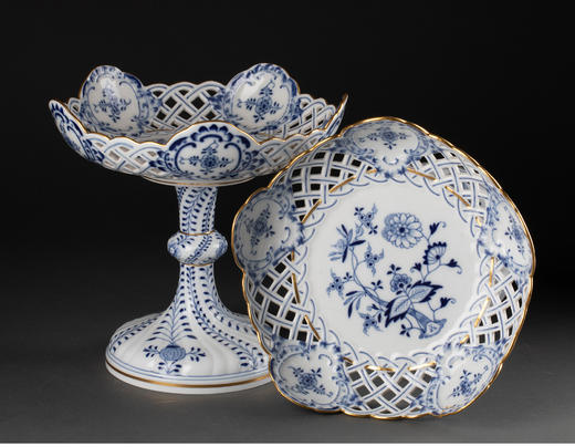 独角鹿西洋古董德国梅森瓷器蓝洋葱系列手绘描金餐桌瓷器套装 商品图1