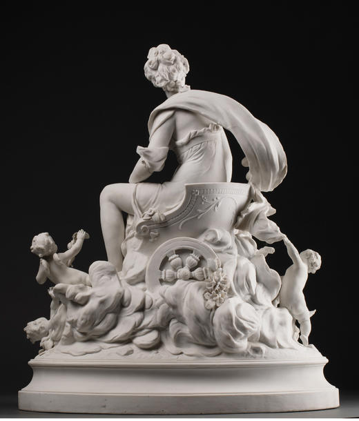 独角鹿西洋古董雕塑法国新古典主义风女神与小天使素胎瓷人物群雕 商品图3