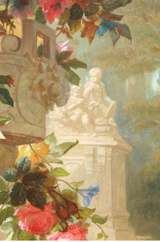 独角鹿西洋古董比利时画家J. Robie签名静物花卉布面油画《花》 商品图4