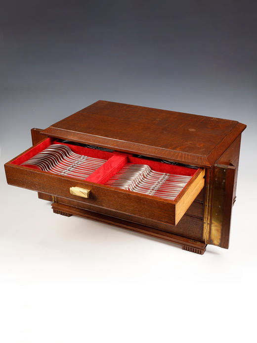 独角鹿西洋古董法国银器工坊CARDEILHAC出品纯银餐具套件带原盒 商品图2