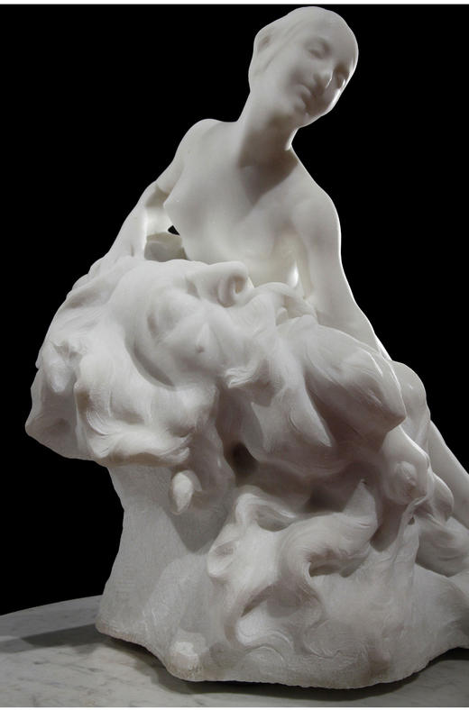 独角鹿西洋古董雕塑法国著名雕塑家作品卡拉拉大理石雕塑《寓言》 商品图2