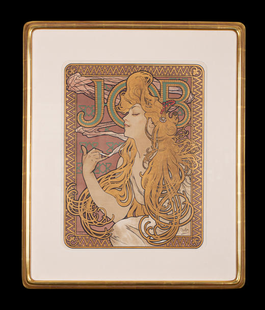 独角鹿西洋古董捷克国宝级大师穆夏签名经典原版石版画《Job》 商品图0