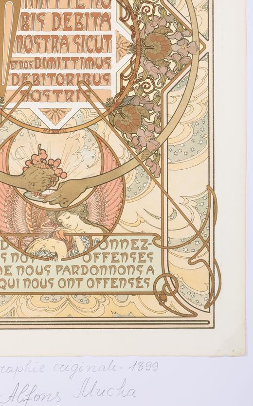 独角鹿西洋古董法国捷克大师穆夏原版系列版画作品《我们的天父》 商品图4