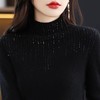 QJ N1108105抽条一线成衣羊毛衫半高领镶钻修身高弹针织衫 商品缩略图3