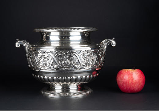 独角鹿西洋古董银器法国Olier&Caron路易十六风格纯银双耳香槟桶 商品图2