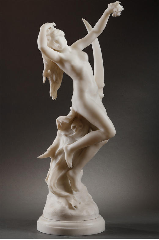 独角鹿西洋古董雕塑家CH.LEVY卡拉拉大理石雕像苏醒Le Réveil 商品图2