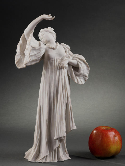 独角鹿西洋古董法国雕塑家新艺术风塞弗尔素胎瓷雕塑头戴雏菊舞者 商品图1