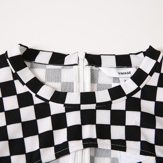  VIMAGE纬漫纪春季新款黑白棋格小上衣VA2313101 商品图2