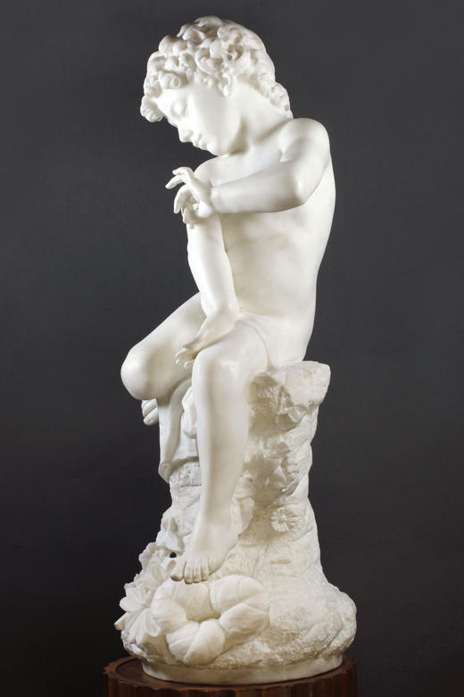 独角鹿西洋古董家居摆件19世纪晚期意大利出品大理石雕塑 商品图4