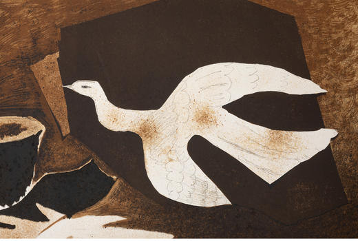 独角鹿西洋古董法国著名画家乔治·布拉克限量签名石版画小鸟与巢 商品图4