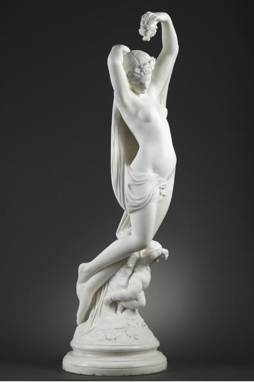 独角鹿西洋古董法国雕塑家Pradier新古典主义大理石人物雕塑晨 商品图1