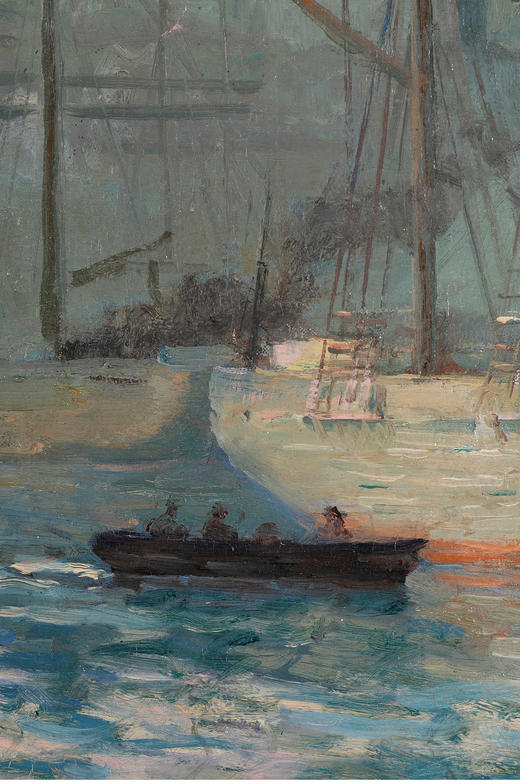 独角鹿西洋古董画家ED.CRÉMIEUX签名布面油画作品《马赛港口》 商品图4