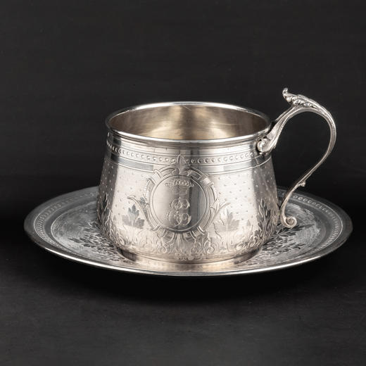 国内现货独角鹿西洋古董银器路易十六风格纯银茶杯咖啡杯早餐杯 商品图0