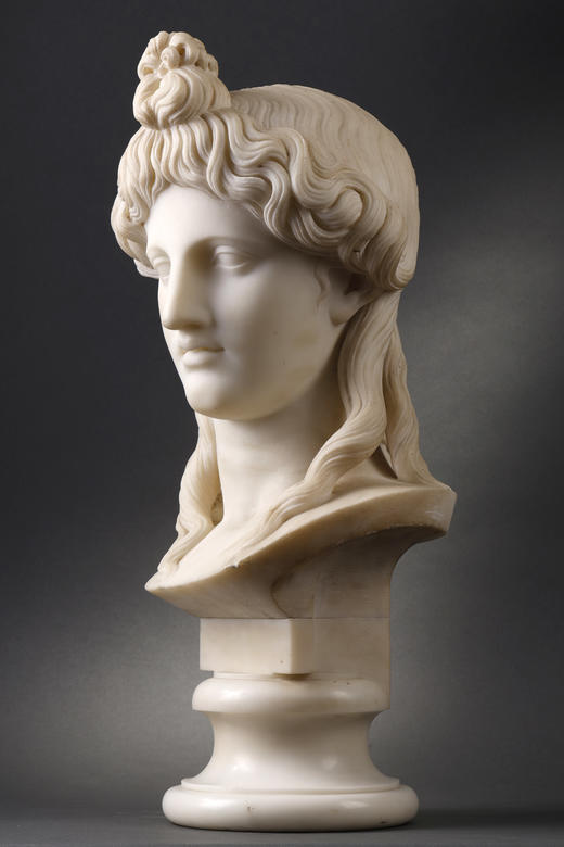 独角鹿西洋古董英国雕塑家Joseph Gott女神主题大理石半身雕塑 商品图4